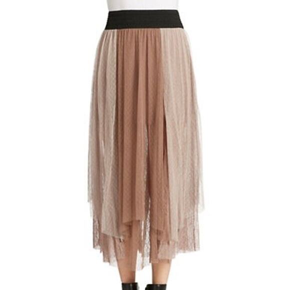 NWOT FREE PEOPLE Skirt M Tulle Mesh Sheer Layered Tiered Pull-On Midi Fairy Tutu